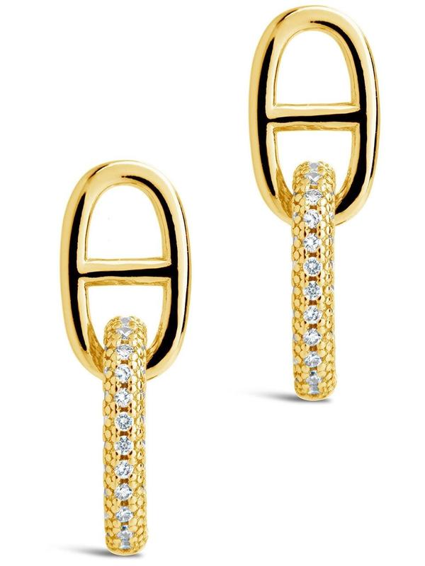 Reina CZ Chain Link Drop Stud Earrings