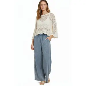 Zenana Washed Double Gauze Elastic Waistband Pants