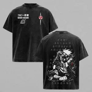 Hatake Kakashi Sharingan Shirt, Naruto Anime Graphic Tee, Oversized Acid Washed Cotton T Shirt, Japanese Aesthetic Streetwear, Unisex Gift Fans
