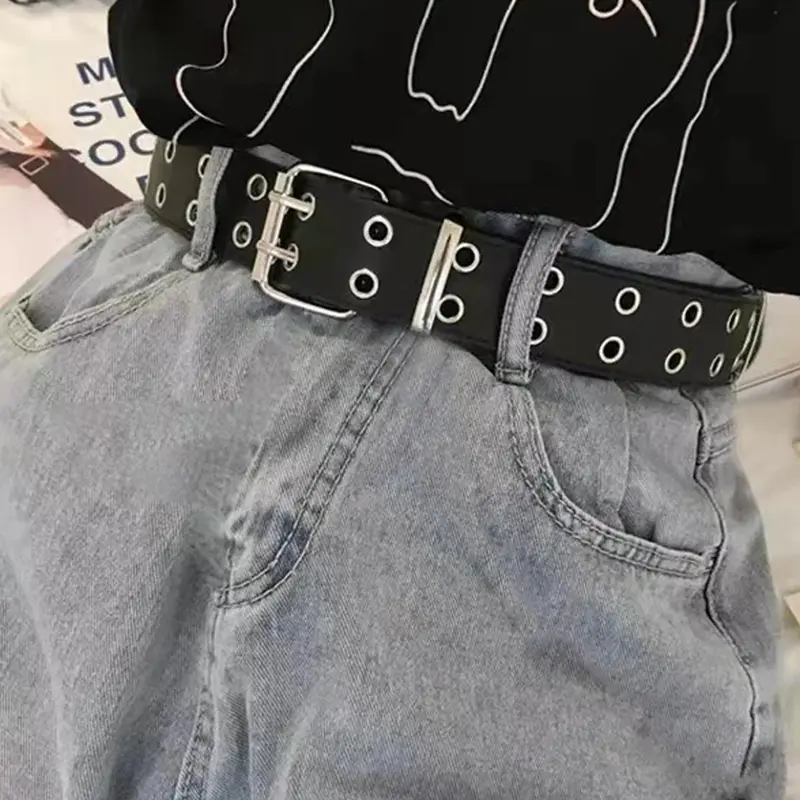Punk Solid Color PU Buckle Belt, Street Style Belt, Fashion Grommet Eyelet Belt For Club, Musical Festival, Daily Clothing Decoration For Jeans Trousers Suit, Design Belt, Fashion Belts, Cool Belts, Trendy Belt