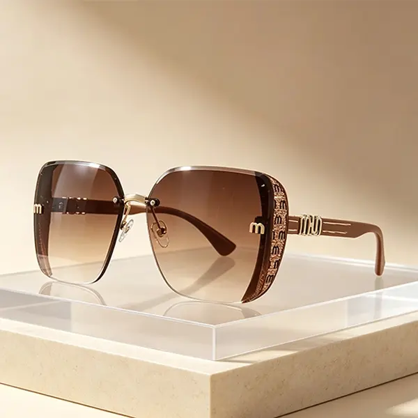 2026 New Rimless Square Sunglasses for Men & Women, Luxury Oversized Fashion Shades, Gradient UV Protection Sunnies, Ideal for Driving, Beach, Travel, Shopping & Photoshoot Outfits