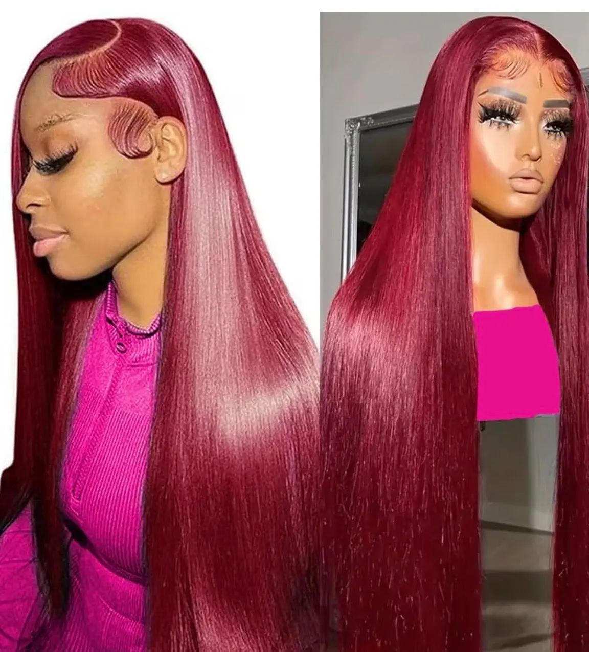 Burgundy lace front