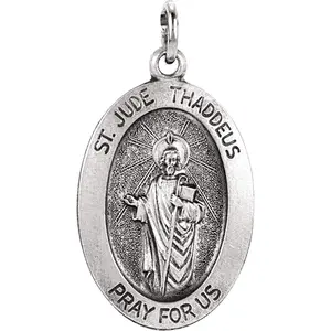 St. Jude Thaddeus Oval Medal (21x13.5MM) | Silver | Sterling Silver | Unisex