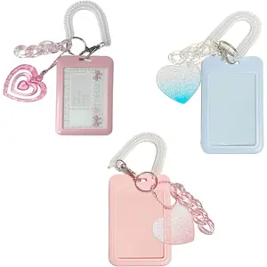 3 count Photocard Photo Card Holder  with Love Heart Pendant for Tabletop Decor