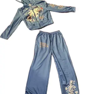 Name Brand Hooded Jogging Suit with Hood, Long Sleeves, and Matching Pants, Ideal for Fashion or Active Wear