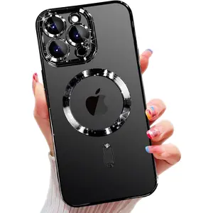 Full lens magnetic electroplated TPU mobile clear phone case, soft shell imitation scratch, built-in wireless charging magnetic suction, suitable for iphone 17promax/16plus/15promax/14pro/13/12/11series Smartphone Cellphone