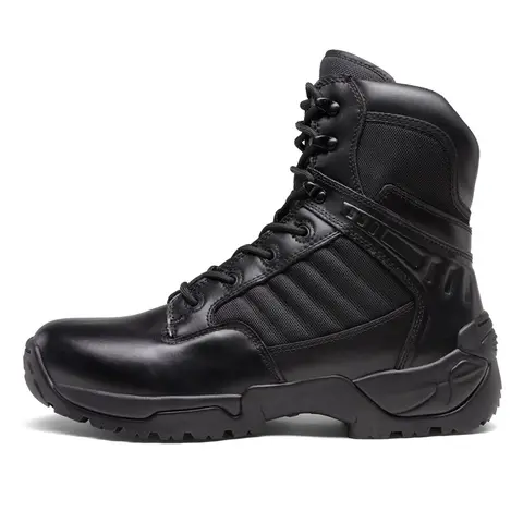 NORTIV 8 Men's 10.5W Ankle-High Military Tactical Boots - Side-Zip Work Shoes, Walking & Tactical Shoes with Ankle Support, Wide Fit Leather-Fabric Upper, EVA, Velcro, Rubber Traction for Camping, Indoor/Outdoor Use, Walking Shoes