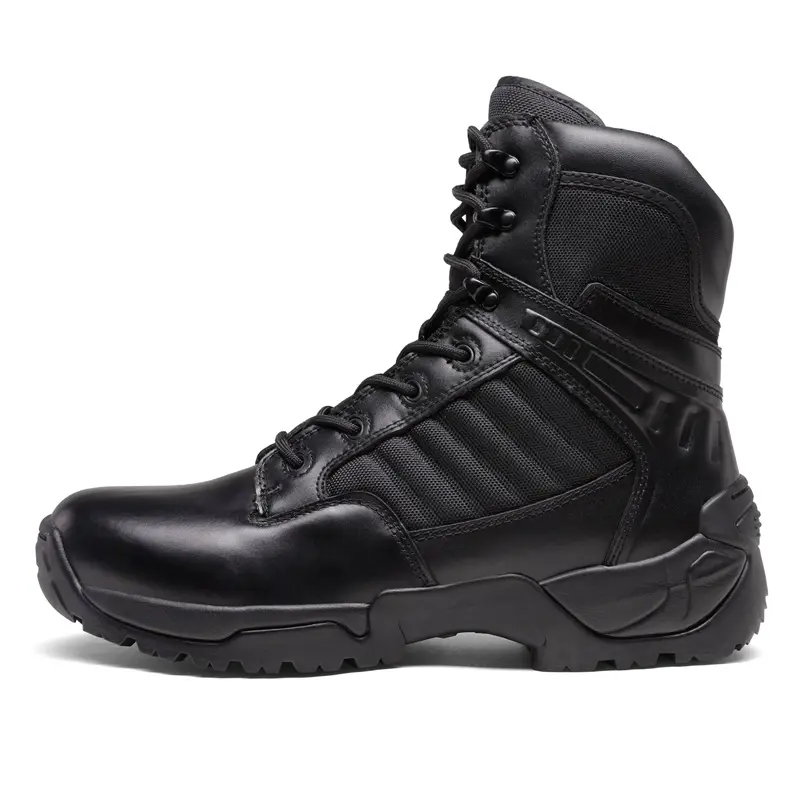 NORTIV 8 Men's Ankle-High Military Style Work Boots, Tactical Side-Zip Walking Shoes for Outdoor Use, Footwear, Tactical Shoes, Closed, Leather, Eva, Camping, Velcro, Wide Fit, Fabric, Rubber