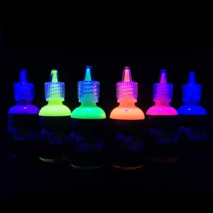 [6 Bottles, 1 oz.Each] Body Paint Glow Blacklight Reactive Neon Fluorescent Paint - Safe For Skin - Washable - Non-Toxic - Six Colors Kit uv reactive ink tattoo