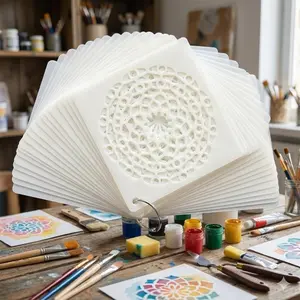 Reusable Laser cut mandala stencil Kit for wall Wood Tile Fabric Painting High Precision Diy Art decor Stress relief Multi Surface Waterproof Rustproof Transfer Tools