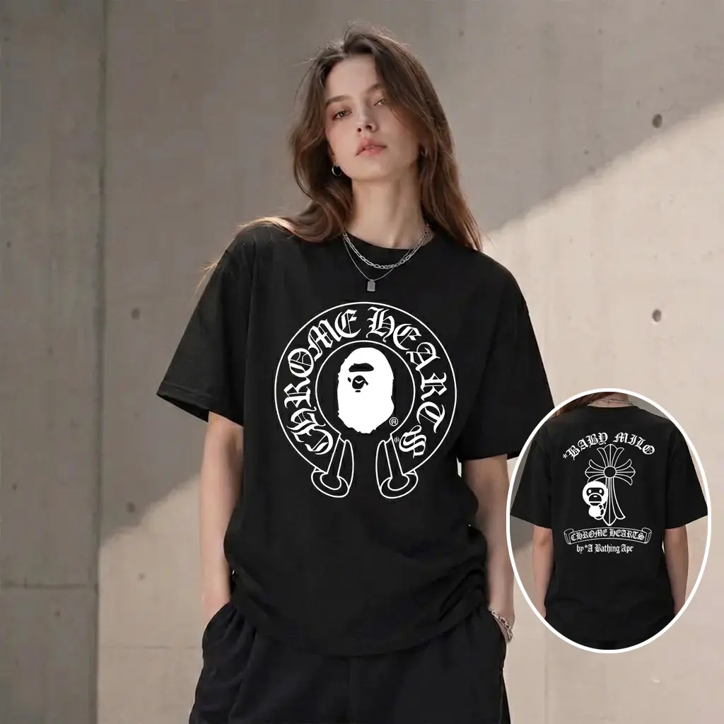 Unisex Black Streetwear Tee 2026 Trendy ,Trendy Summer 2026 Outfit Gothic Ape Cross Graphic, Daily Casual Outing & Home Wear