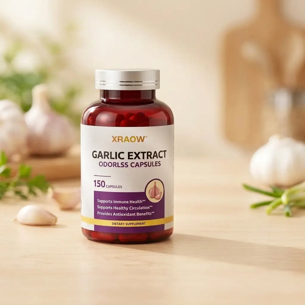 XRAOW Natural Garlic Extract Antioxidants Nutritional Supplement Capsules - 150 Softgels, 500mg,Garlic Supplement for Heart Health,Vegan Garlic Extrac,Antioxidant Garlic Softgelst Capsules