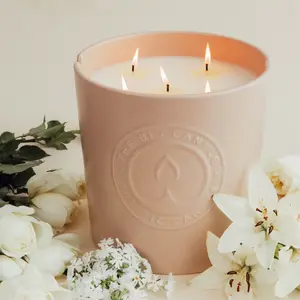 The Big Candle - 300+ Hours of Clean Burn - Hand Poured Coco Apricot Creme Wax Decor Glass