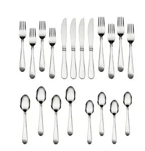 20 Piece Stainless Steel Flatware Set, Silver Tableware Service for 4