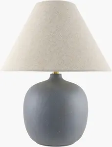 Beige Traditional Table Lamp with linen details for bedside or console tables