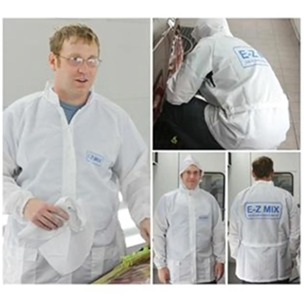 212 MAIN Men's Hooded Breathable E-Z Mix Lab Coat - White, Large, Work Wear, Protective, Low Linting Workwear Uniform, Protective Uniforms