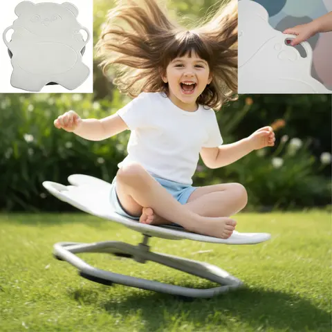 Children's Fish-Shaped Sensory Swivel Balance Training Chair - Sensory Stress Reliever, Stuff for Autistic Kids, 54*54*22cm, Multi-Position Rotation, Grip & Waist Strength Trainer, Anti-Slip Design, Stable Metal Base, Indoor Toy, Festival Gift