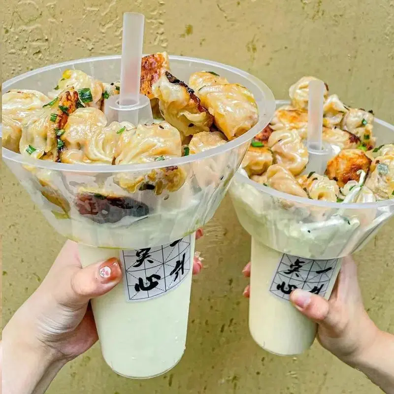 500/700ml Refrigerateable Drink Snack Cup Bowl Clear Bubble Milk Tea Fruit Portable Cups With Lid Heat Resistant To 100°