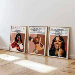 Modern Christian Black Woman Art, Bible Verse Print, Black Girl Room Decor