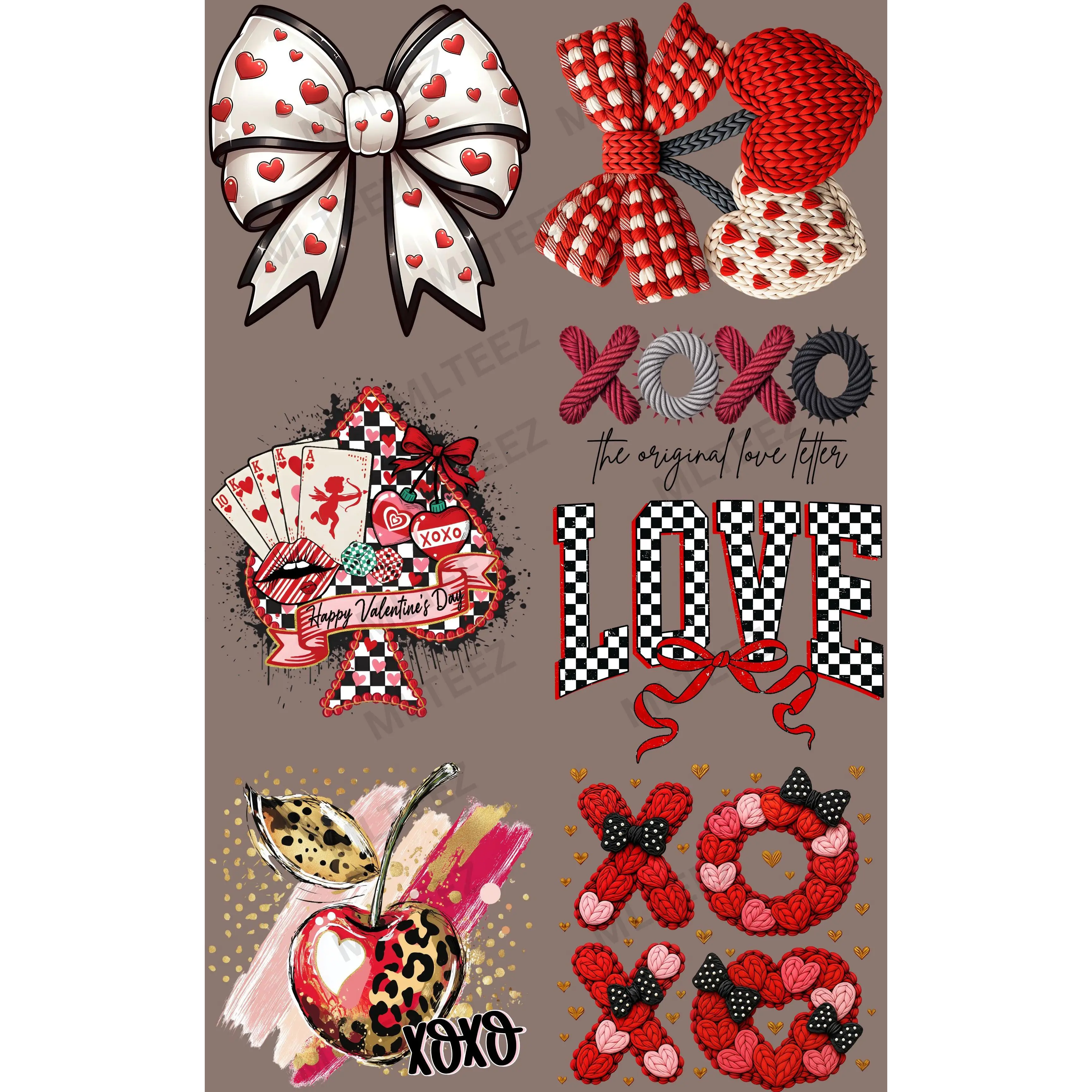 VALENTINE'S DAY (4) PREMADE GANGSHEET - 22X36 DTF TRANSFERS - DIRECT TO FILM
