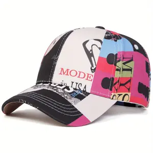 Unisex Color-blocking Letter Print Baseball Cap Outdoor Sport Adjustable Sunscreen Leisure Hat Spring Autumn Travel Tourism Beach Vacation