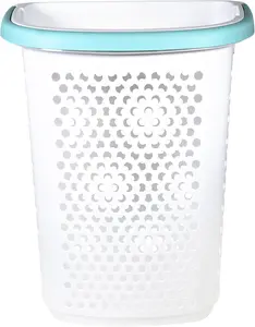 2 Bushel Rolling Plastic Laundry Hamper with Pop-up Handle White Mobile Basket with Lid Smooth Gliding Wheels for Bedroom Bathroom & Apartment Compact Design Easy Maintenance Durable Easy Maintenance