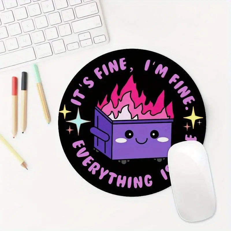 Funny Cute Anime Fire Round Mouse Pad (Pad Only), 1 Count Non-slip Mouse Pad, Decorative Mouse Mat for Desk Computer Laptop, Office Supplies, Decor, Non Slip Mousepad