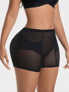 Women's Low-Waisted Shorts with Padded Butt, Slimming Waistband, Breathable Fabric, Anti-Curling, Thin and Stylish, Shaping Beauty Pants