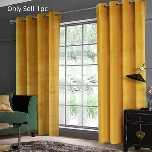 Thick Velvet Blackout Curtain with Eyelet Design, Heavy Curtain, Ready Made Drapes Grommet Curtains for Privacy & Light Control, Home Decor Essential