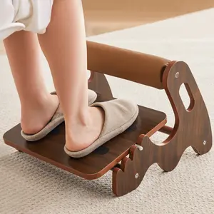 Under Desk Foot Rest – Adjustable Wooden Foot Stool with 3 Height Levels and Soft Crossbar, Anti-Slip Surface for Home or Office