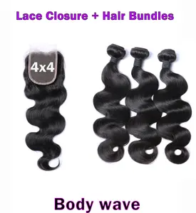 Premium 4x4 HD Lace Closure & 3 Bundles of Brazilian Body Wave Hair Extensions - Natural Black, 150% Density, Heat-Safe, Bleach-Dye Friendly