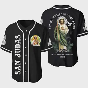 Camisas De San Judas Tadeo Green Baseball Jersey, Sanjuditas Baseball Jersey, I Place Myself In Your Hands Gift Mexcico Jersey for Men and Women, Baseball Jersey Style