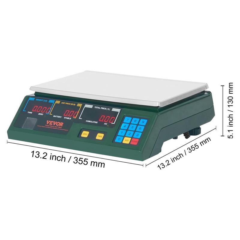 VEVOR Electronic Price Computing Scale,  , 66 LB Digital Deli Weight Scales, LED Digital Commercial Food Fruit Meat Produce Counting Weight, for Retail Outlet Store, Kitchen, Restaurant Market, Farmer