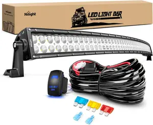Nilight 54 Inch 312W Curved Spot Flood Combo Led Light Bar LED Off Road Light Driving Light and 1PC 14AWG 12V 5Pin Rocker Switch Wiring Harness Kit - 1 Lead light pod offroad  dealsforyoudays