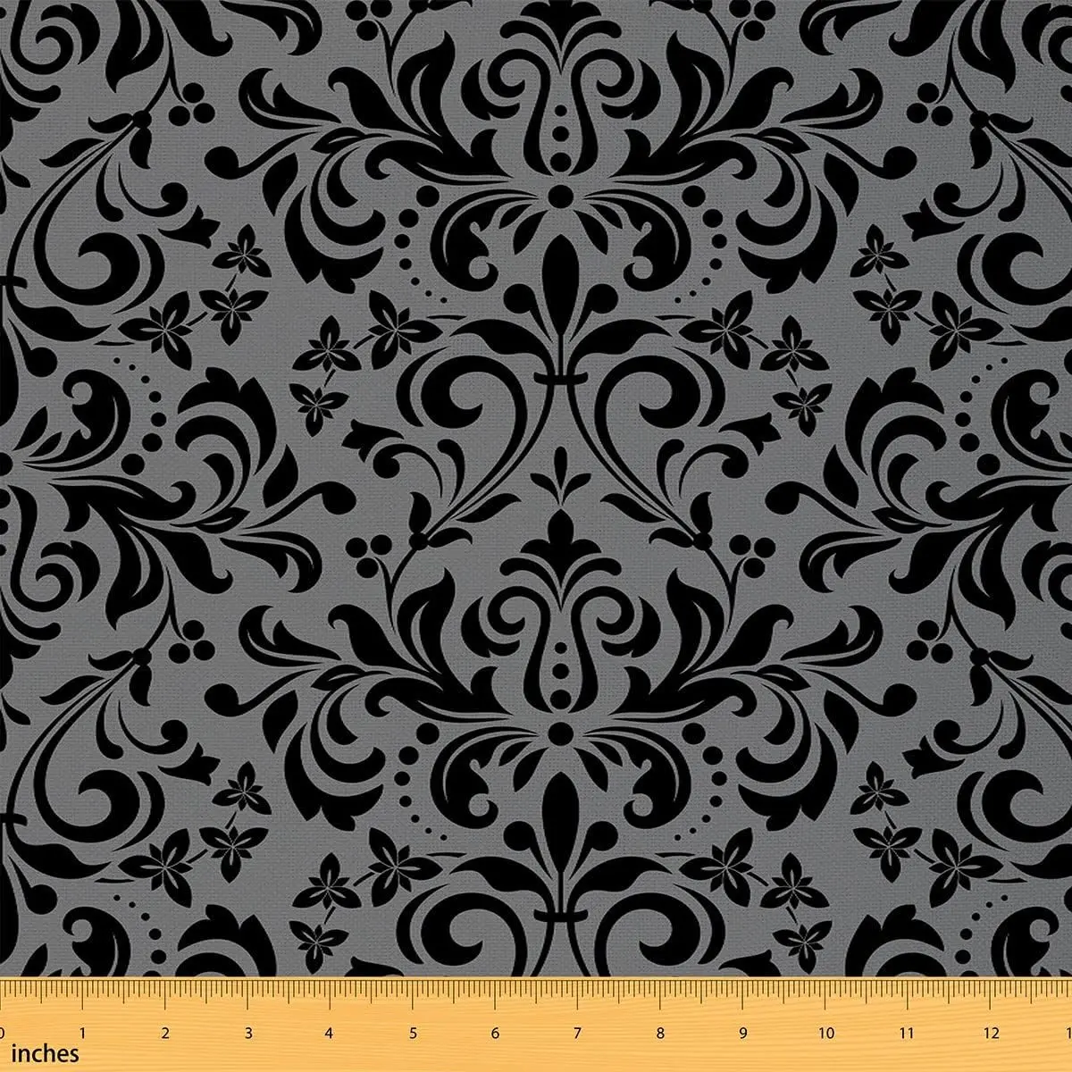 Vintage Jacquard Upholstery Fabric by The Yard,1 Yard,Botanical Floral Print Reupholstery Fabric,Retro Flowers Pattern Black Grey Waterproof Fabric, Decorative Fabric, Durable Fabric