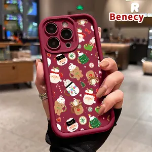 Benecy Phone Case for iPhone 17 15 16 14 Pro Max 13 12 11 XR XS Plus E Air Christmas Delight Pattern Shockproof Soft TPU Bumper Drop Protection Cover Patterned Casing
