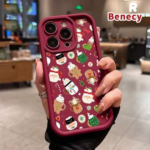 Benecy Patterned Silicone-Resin Phone Case with Lens Guard - Drop-Proof, Shockproof Soft TPU Bumper, Durable Protection, Fits iPhone 1-17, Pro Max, Plus, E, Air, XR, XS, Christmas Delight Design