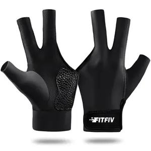 FITFIV Billiards Glove Professional 3-Finger Pool Glove for Left Hand, Snooker Cue Gloves for Men and Women
