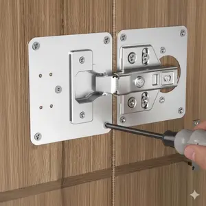 Heavy-Duty Cabinet Hinge Repair Plate Single Pack, Fix Loose Door Hinges, Easy Installation Furniture Reinforcement Bracket for Drawer & Home DIY Repair, Hardware Tools for Kitchen & Wardrobe.