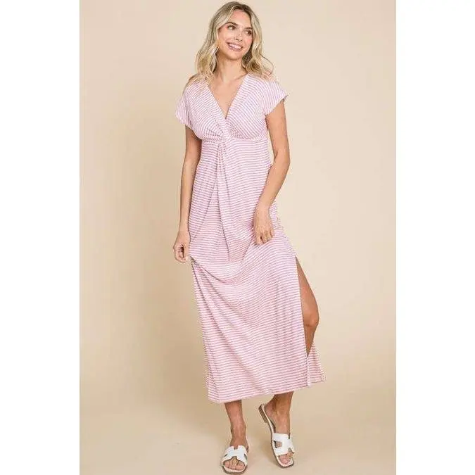 Culture Code Full Size Striped Twisted Detail Dress