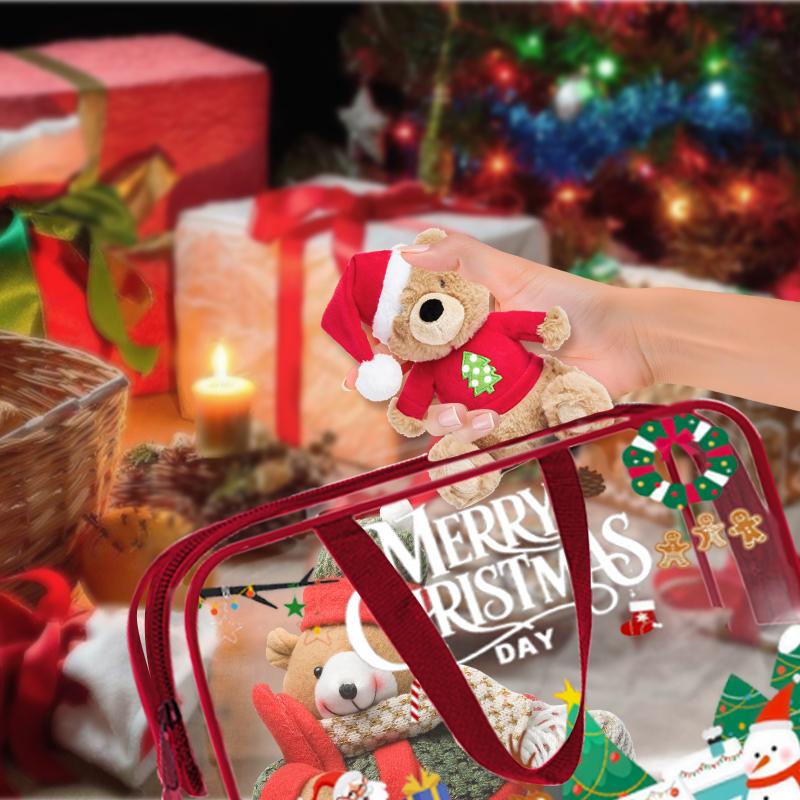 Christmas Desk Organizer, Desktop Storage Pouch with Holiday Patterns for Office Supplies, Makeup, Pens | Festive Gift for Women, Teens, Coworkers