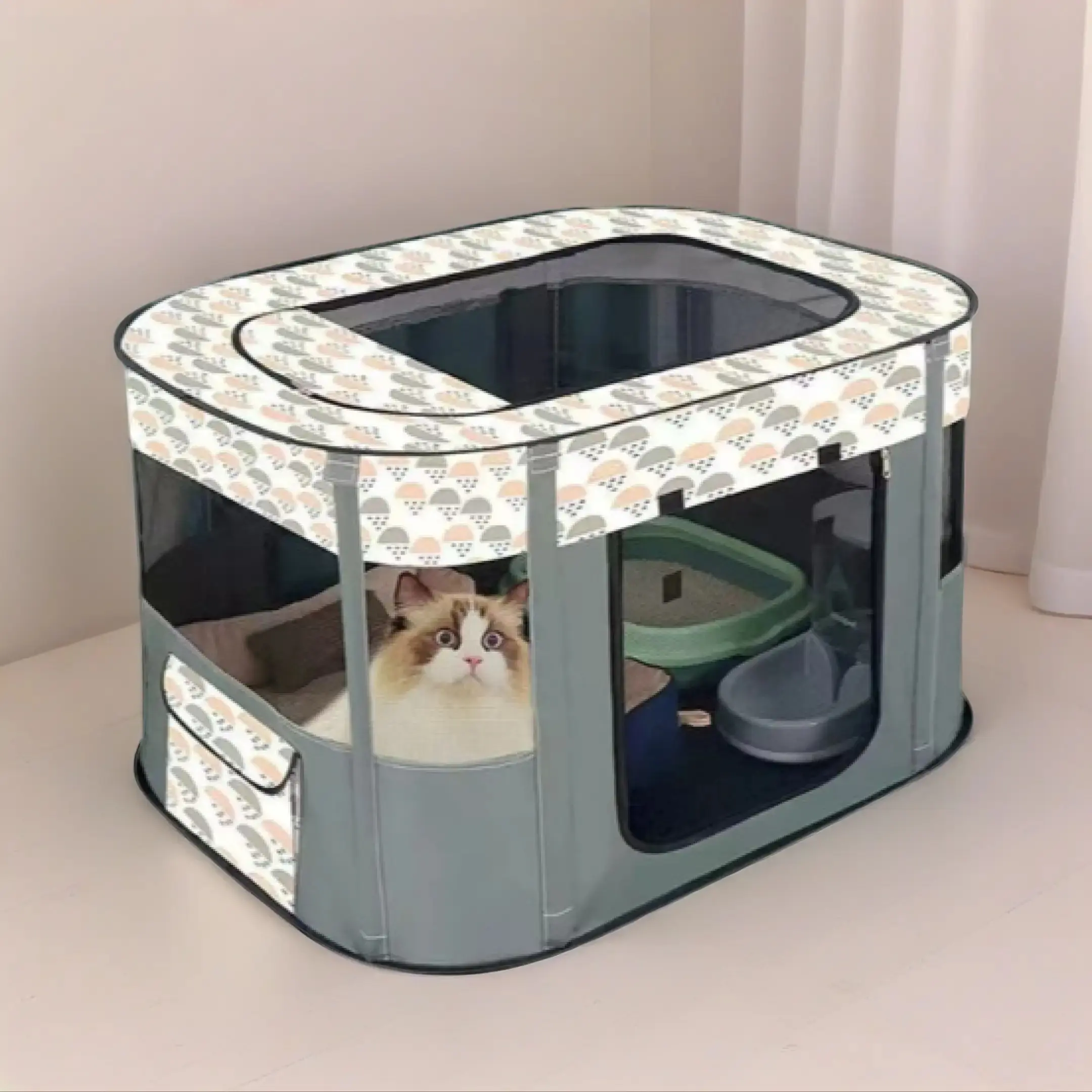 Foldable Pet House, Breathable Pet Bed, Enclosed Large Space Tent, Bed Built Kennel, Durable Oxford Fabric, Easy Storage, Ideal for Pets, Kitten House