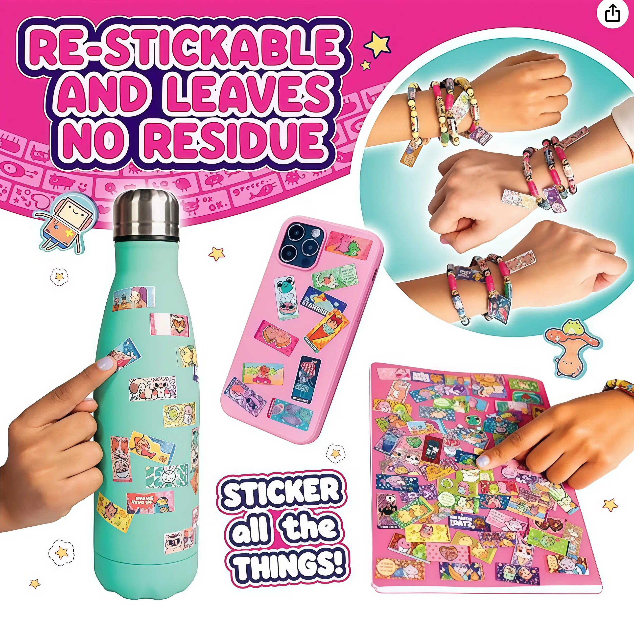 Sticker Bracelet | Wearable Shareable Collectible Sticker Toy | 280 Accessories Including 220 Stickers | 1500+ Stickers to Collect (Series 1)