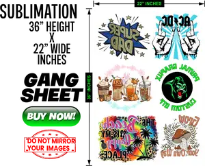 Sublimation Gang Sheet Transfers 22x36