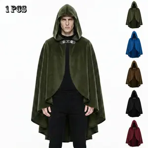 Medieval Themed Hooded Cloak Prop, Velvet Texture Roleplay Cape for Halloween, Renaissance Events & Cosplay Parties, Multi-Color & Size Options