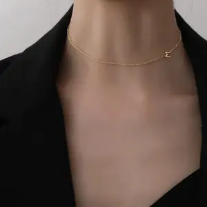 Minimalist Letters Titanium Steel Necklace For Women Kpop Gold Color Collarbone Chain Jewelry Fashion Accessories