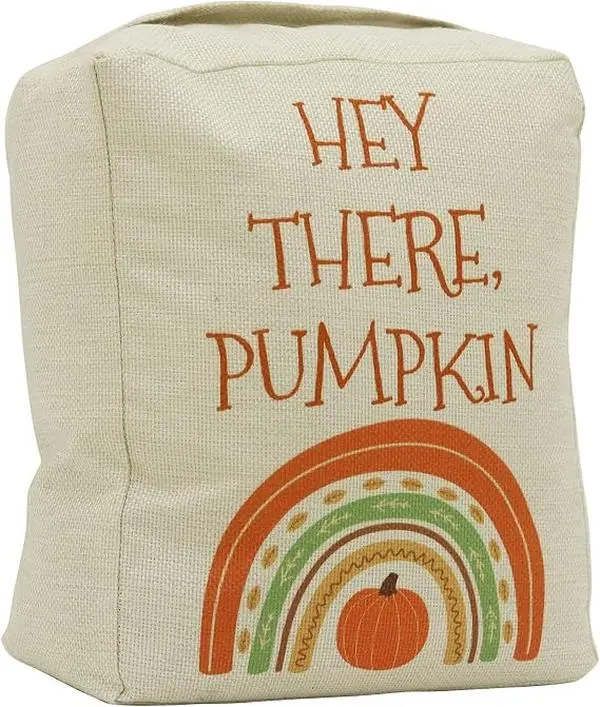 Weighted Door Stop Fabric Home Decor with Handle for Door Holder|Hey There Pumpkin Fall Decor Door Stopper,5" by 9"