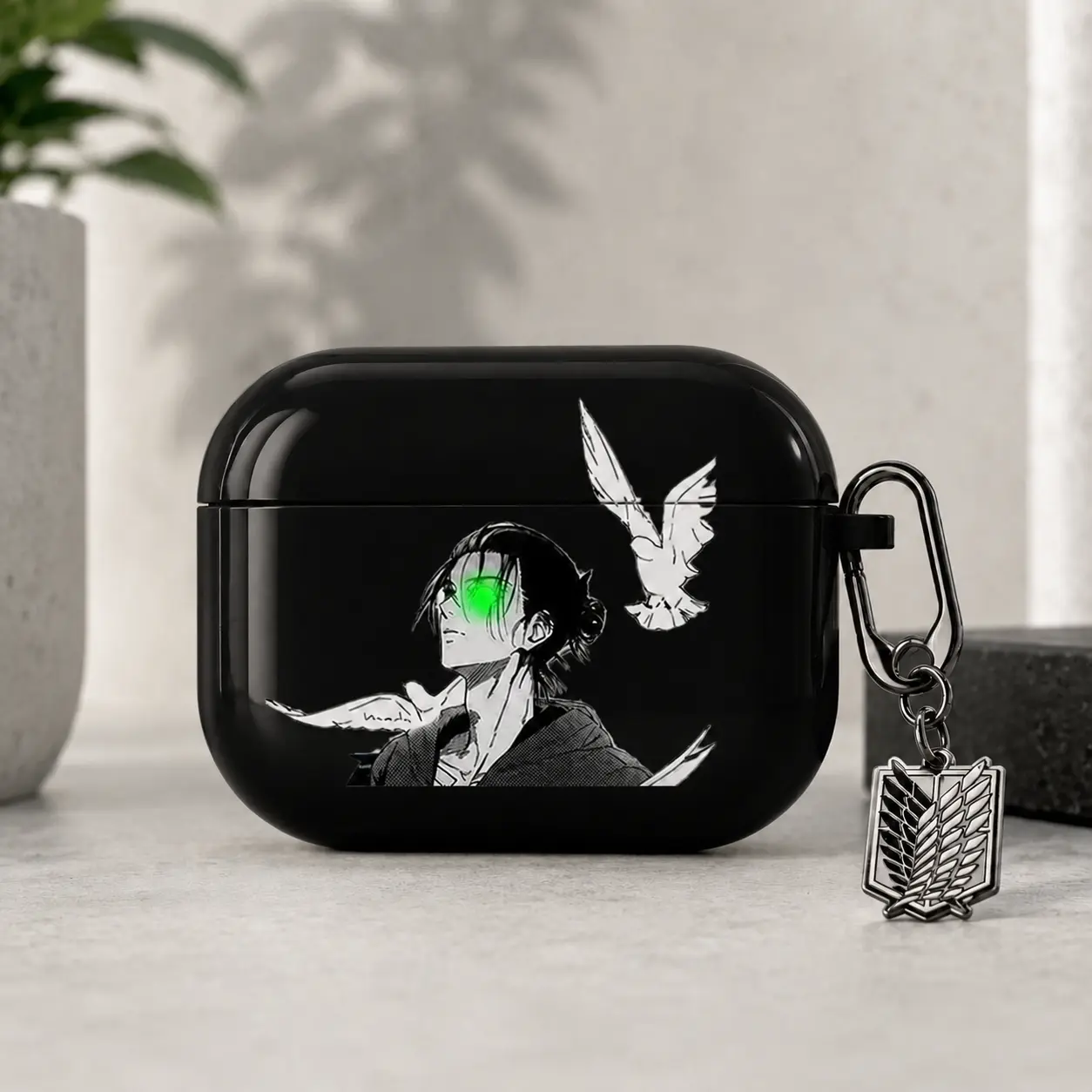 NO KEYCHAIN INCLUDED AnimeA-Attack on T-Titan Eren Yeager Case For AirpodsPro Headphone Shockproof Protection Air Pods4 Pro 123Earphone Cover