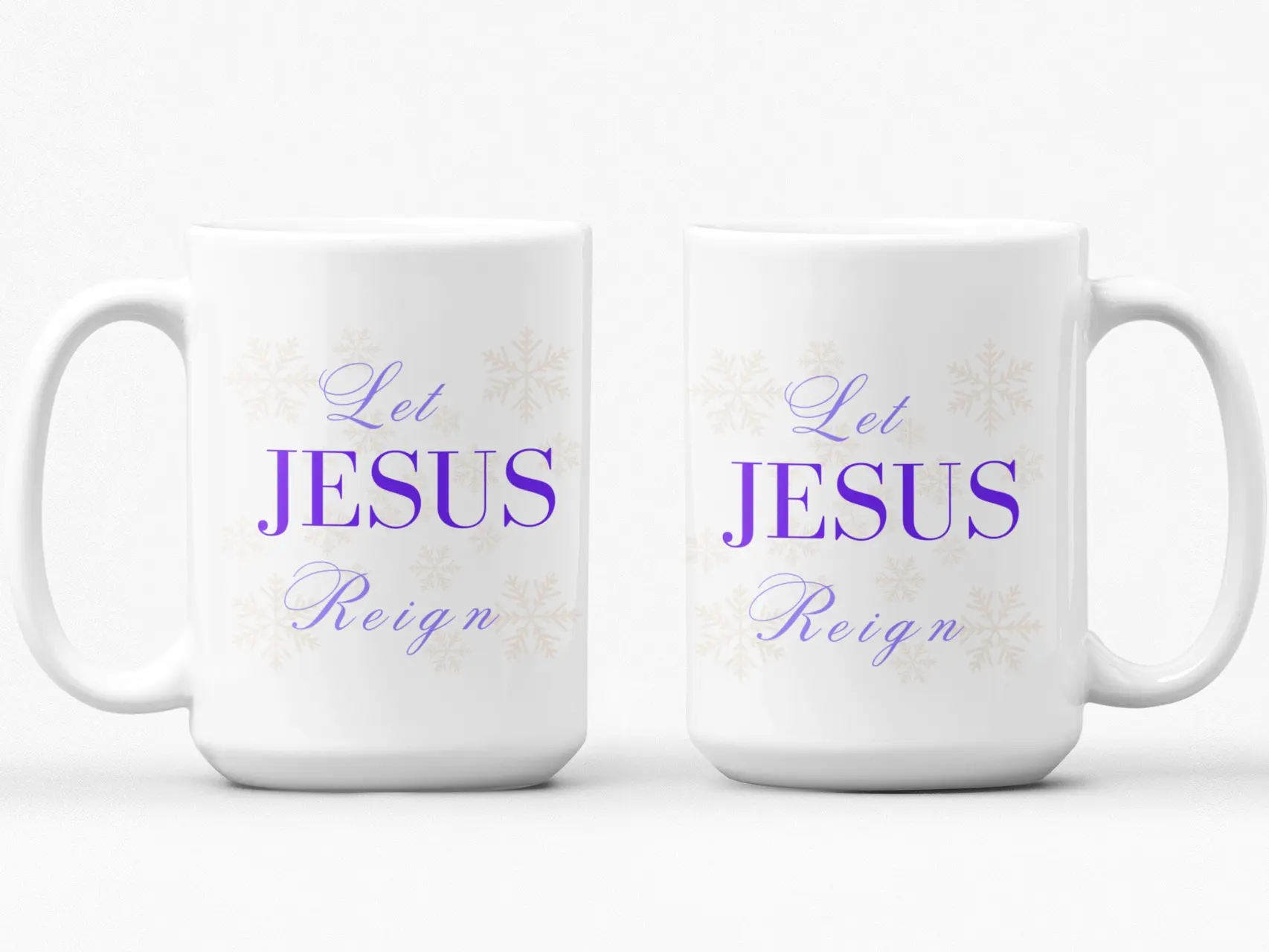 Let Jesus Reign 15oz Mug. Majesty, Honor and Joy of Christmas Drinkware Coffee Washable Snowflake Winter Stoneware  Cup