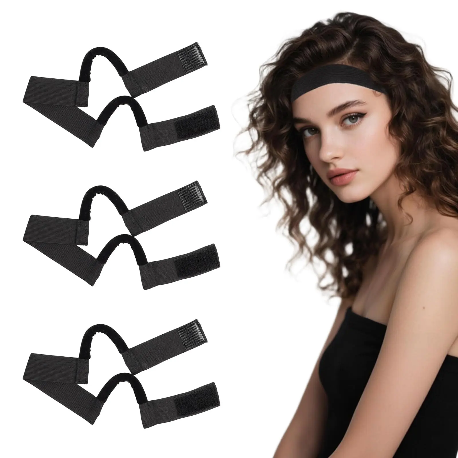 3-Piece Wig Edge Melting Band - Elastic Non-Slip Design with Ear Cutouts, Zero Pressure Headband for Lace Frontal Wigs, Perfect for Wig Securing & Edge Styling, Elastic Headbands